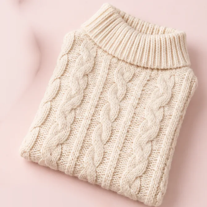 Sweater trenzado de cuello alto